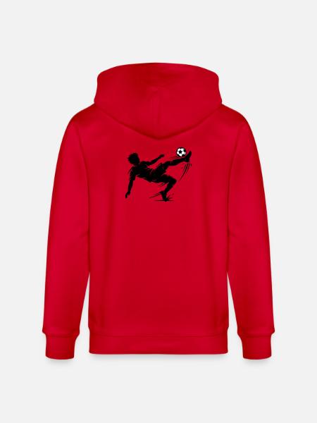 Overhead kick football silhouette - Stanley/Stella CULTIVATOR Unisex Organic Hooded Jacket - red