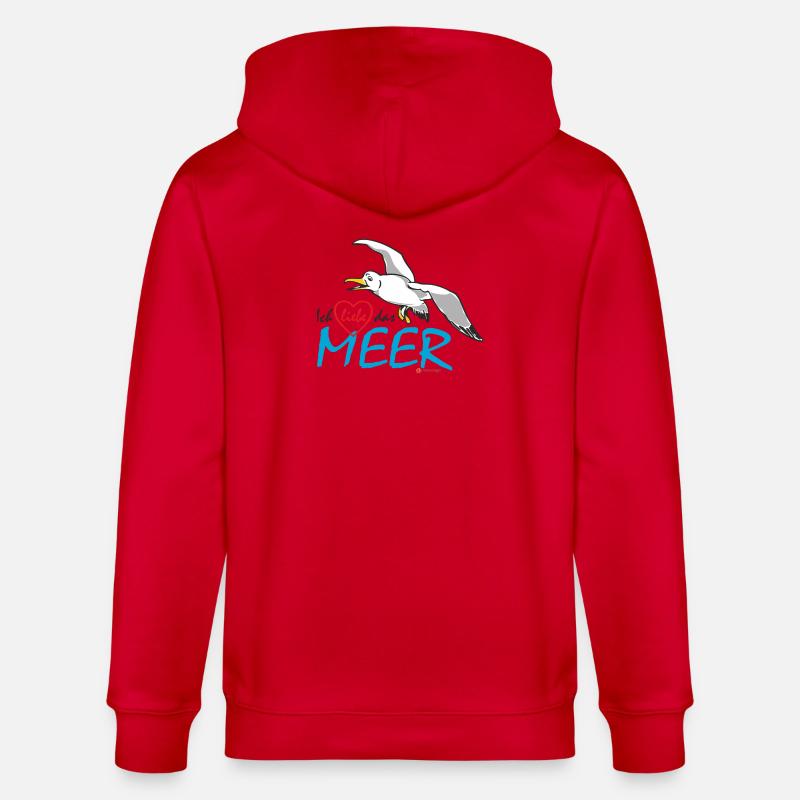 Möwe, Ich liebe das Meer - Stanley/Stella Unisex Bio-Kapuzenjacke CULTIVATOR  - Rot