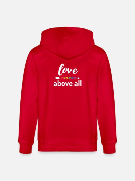 Love Above All - Stanley/Stella CULTIVATOR Unisex Organic Hooded Jacket - red