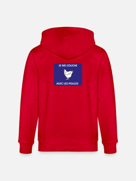 Jeg går i seng med hønsene - Stanley/Stella økologisk unisex-hættejakke CULTIVATOR - rød