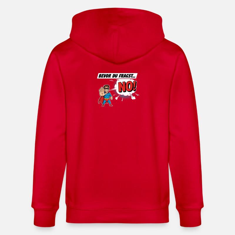 Superheldischer Warnhinweis Comic Design - Stanley/Stella Unisex Bio-Kapuzenjacke CULTIVATOR  - Rot