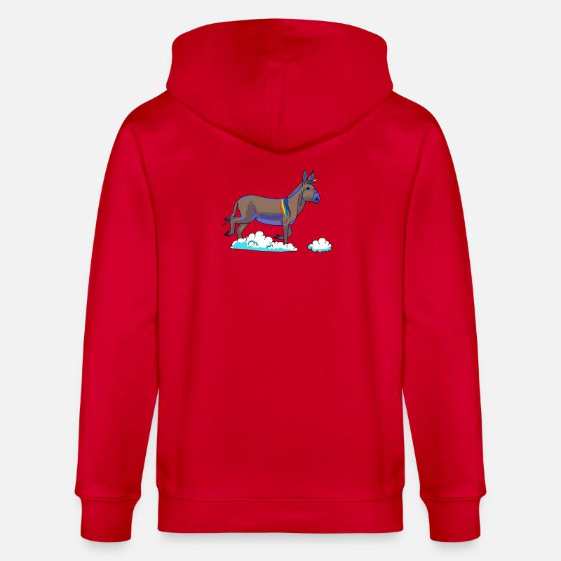 Regenbogen-Einhorn auf Wolken - Stanley/Stella Unisex Bio-Kapuzenjacke CULTIVATOR  - Rot