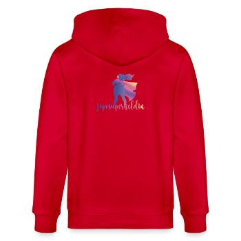 Liposuperheldin - Stanley/Stella Unisex Bio-Kapuzenjacke CULTIVATOR  - Rot - Hinten - Anna (173cm)