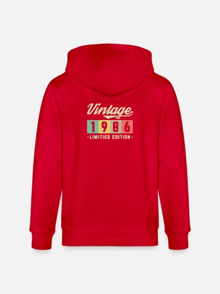 Vintage 1986 Limited Edition - Stanley/Stella CULTIVATOR Unisex Organic Hooded Jacket - red