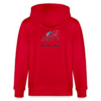 Forty & Free Cycling 40. Geburtstagskunst - Stanley/Stella Unisex Bio-Kapuzenjacke CULTIVATOR  - Rot - Hinten - Anna (173cm)