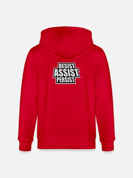 Resist Assist Persist Activism Motivation Logo - Stanley/Stella CULTIVATOR Unisex Organic Hooded Jacket - red