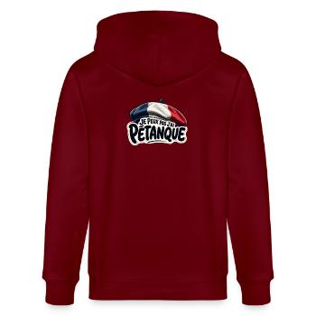 Je Peux Pas J’ai Pétanque – Béret Tricolore France - Veste à capuche bio CULTIVATOR Stanley/Stella Unisexe - bordeaux - Dos - Anna (173cm)