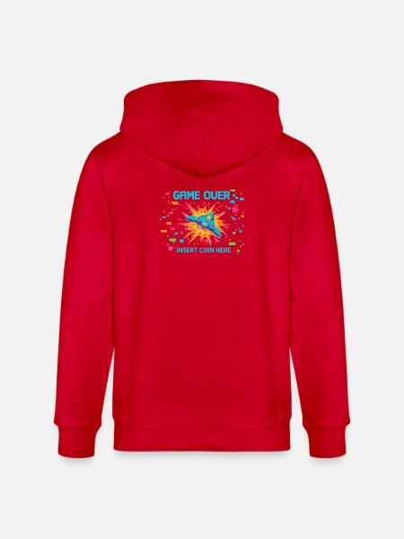 Game Over Neon Arcade Game - Stanley/Stella CULTIVATOR  Unisex Organic Hooded Jacket - red
