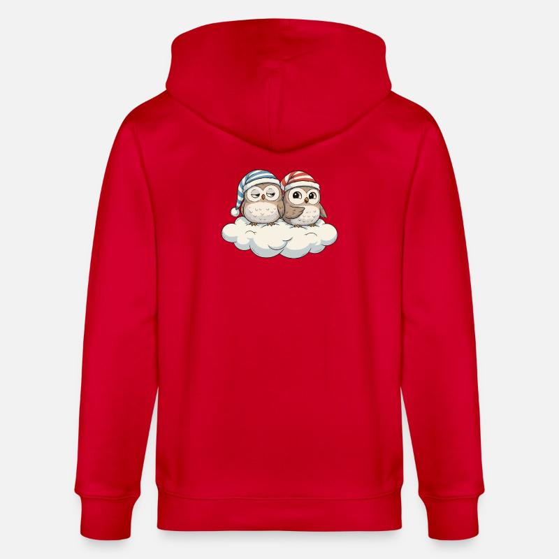 Wolkenduo Eulen mit Zipfelmützen - Stanley/Stella Unisex Bio-Kapuzenjacke CULTIVATOR  - Rot