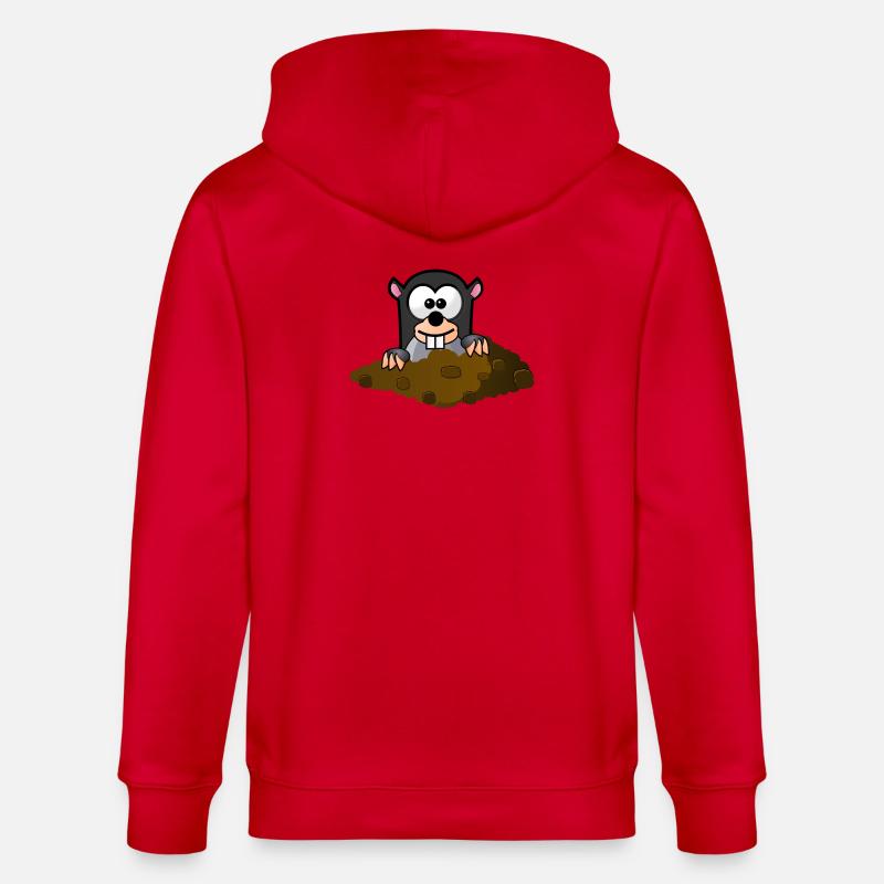 Maulwurf Comic Stil - Stanley/Stella Unisex Bio-Kapuzenjacke CULTIVATOR  - Rot