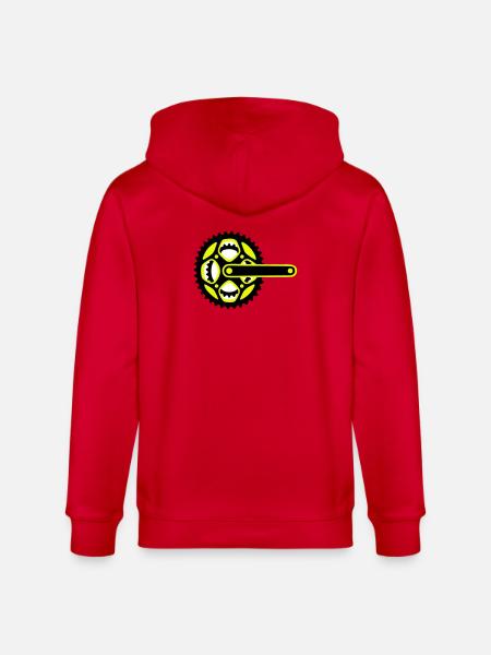 Bicycle Chainring Icon - Stanley/Stella CULTIVATOR Unisex Organic Hooded Jacket - red