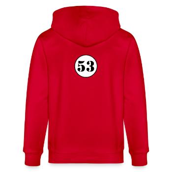 NUMMER 53 Dreiundfünfzig Geburtstag Geschenk - Stanley/Stella Unisex Bio-Kapuzenjacke CULTIVATOR  - Rot - Hinten - Anna (173cm)