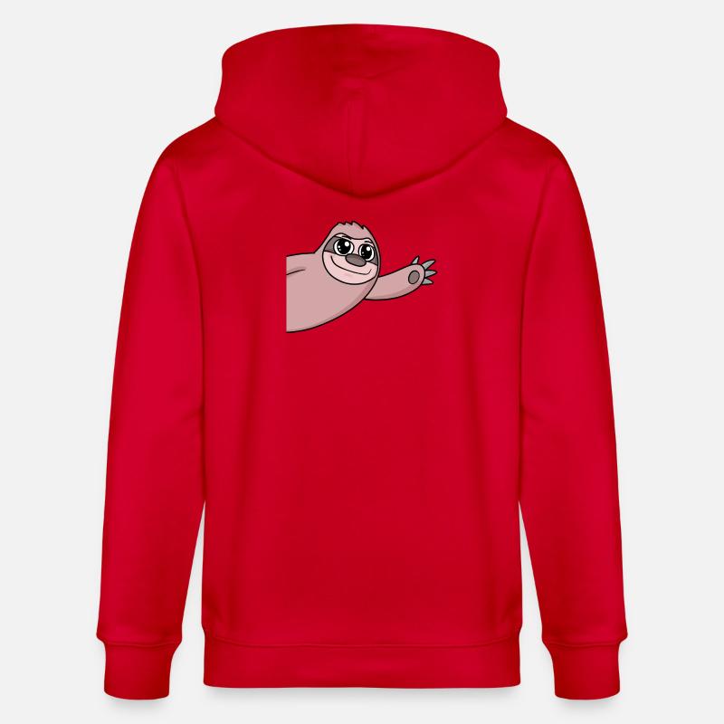 Sloth Greeting Greeting - Stanley/Stella CULTIVATOR Unisex Organic Hooded Jacket - red