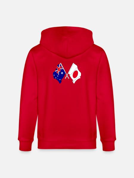 Flag of Australia and flag Japan - Stanley/Stella CULTIVATOR Unisex Organic Hooded Jacket - red