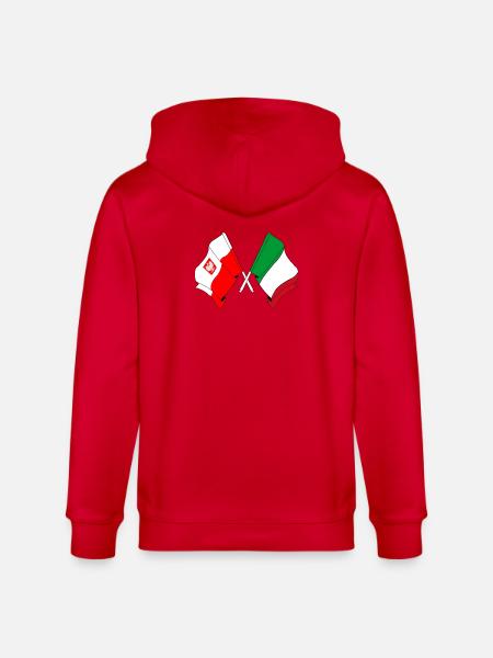 Flag Poland, flag Italy - Stanley/Stella CULTIVATOR  Unisex Organic Hooded Jacket - red