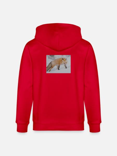 Snow Fox Pixel Art - Stanley/Stella CULTIVATOR  Unisex Organic Hooded Jacket - red