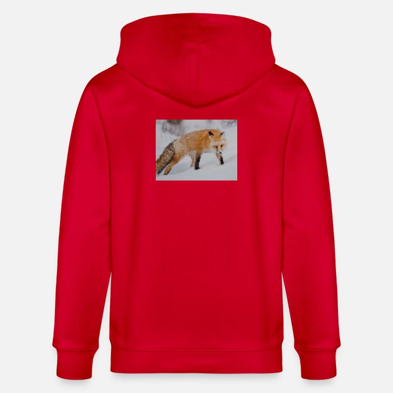 Fuchs im Schnee Aquarell - Stanley/Stella Unisex Bio-Kapuzenjacke CULTIVATOR  - Rot
