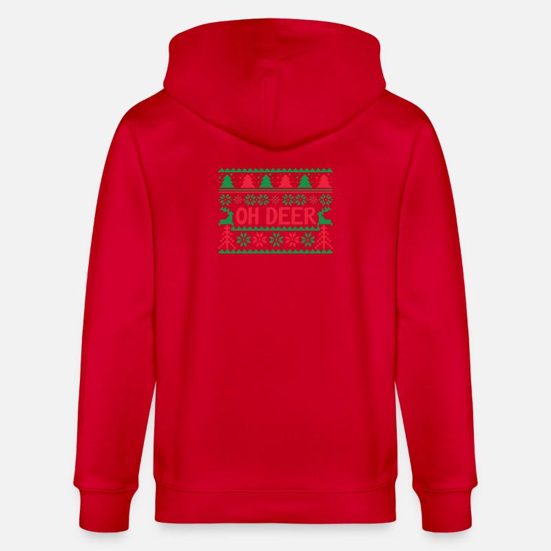 Hässlicher Pullover - Oh Deer - Stanley/Stella Unisex Bio-Kapuzenjacke CULTIVATOR  - Rot