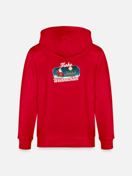 Santa Sleigh Christmas Scene - Stanley/Stella CULTIVATOR  Unisex Organic Hooded Jacket - red