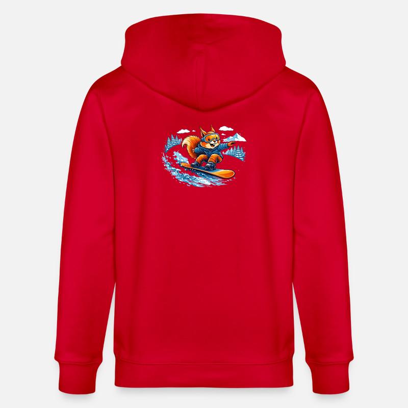 Lustiges Snowboard Eichhörnchen – Winter Fun - Stanley/Stella Unisex Bio-Kapuzenjacke CULTIVATOR  - Rot