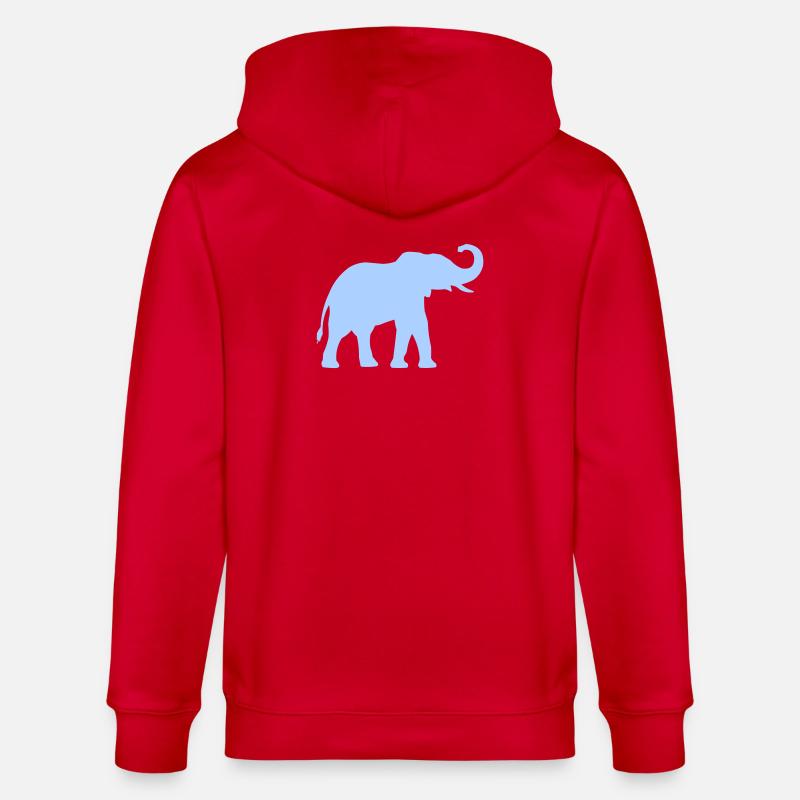 Blauer Elefantenumriss - Stanley/Stella Unisex Bio-Kapuzenjacke CULTIVATOR  - Rot