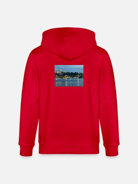 Night Bosphorus Istanbul - Stanley/Stella CULTIVATOR  Unisex Organic Hooded Jacket - red