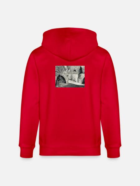 Monastery Shadows on the Stone - Stanley/Stella CULTIVATOR  Unisex Organic Hooded Jacket - red