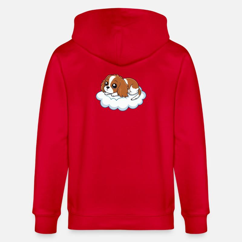 Chiot cavalier rêveur sur un nuage - Veste à capuche bio CULTIVATOR Stanley/Stella Unisexe - rouge