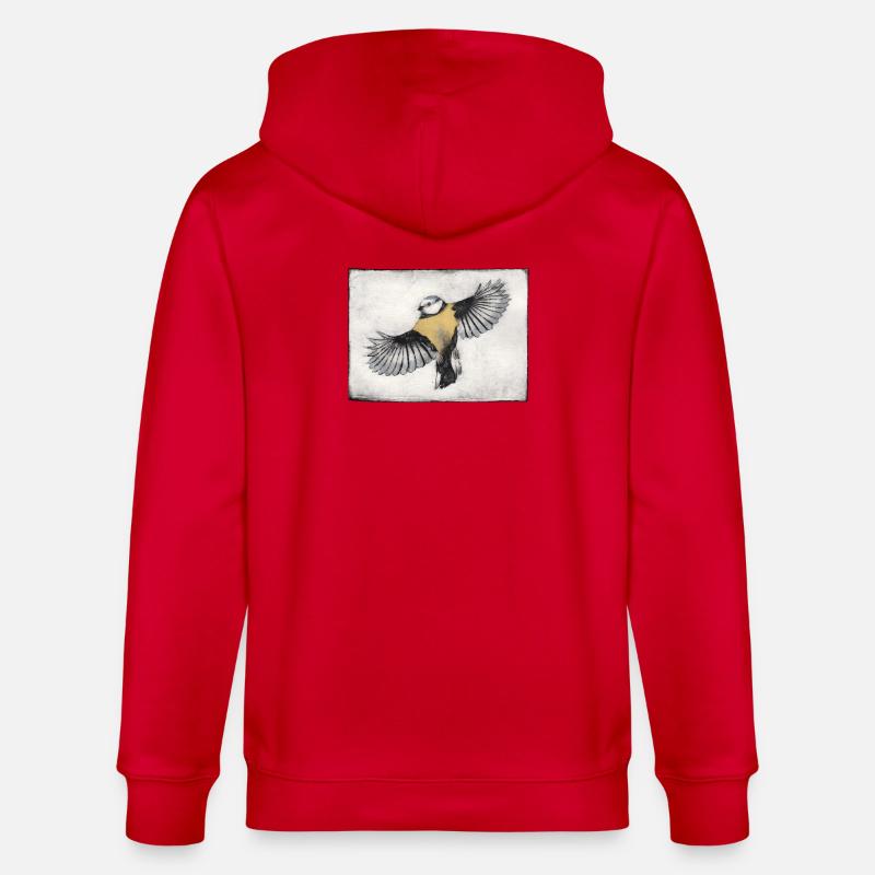 Vogel im Flug - handgeschnitzte Druckvorlage - Stanley/Stella Unisex Bio-Kapuzenjacke CULTIVATOR  - Rot
