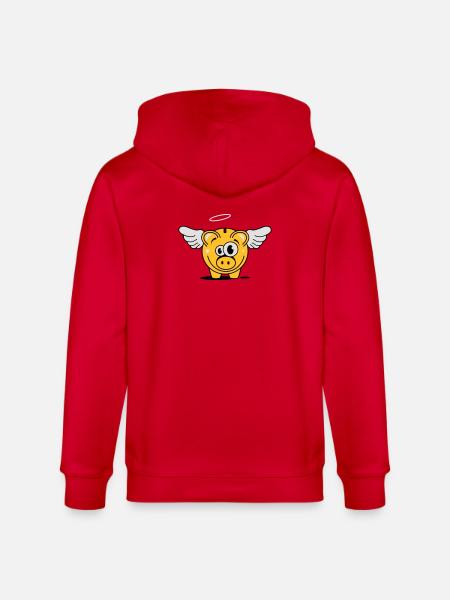 Sparschwein mit Flügel und Heiligenschein - Stanley/Stella Unisex Bio-Kapuzenjacke CULTIVATOR  - Rot