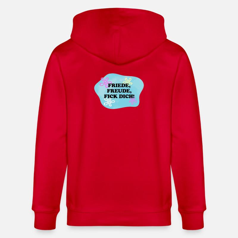 Friede, Freude, Fick Dich! | Sarkasmus | Meme - Stanley/Stella Unisex Bio-Kapuzenjacke CULTIVATOR - Rot