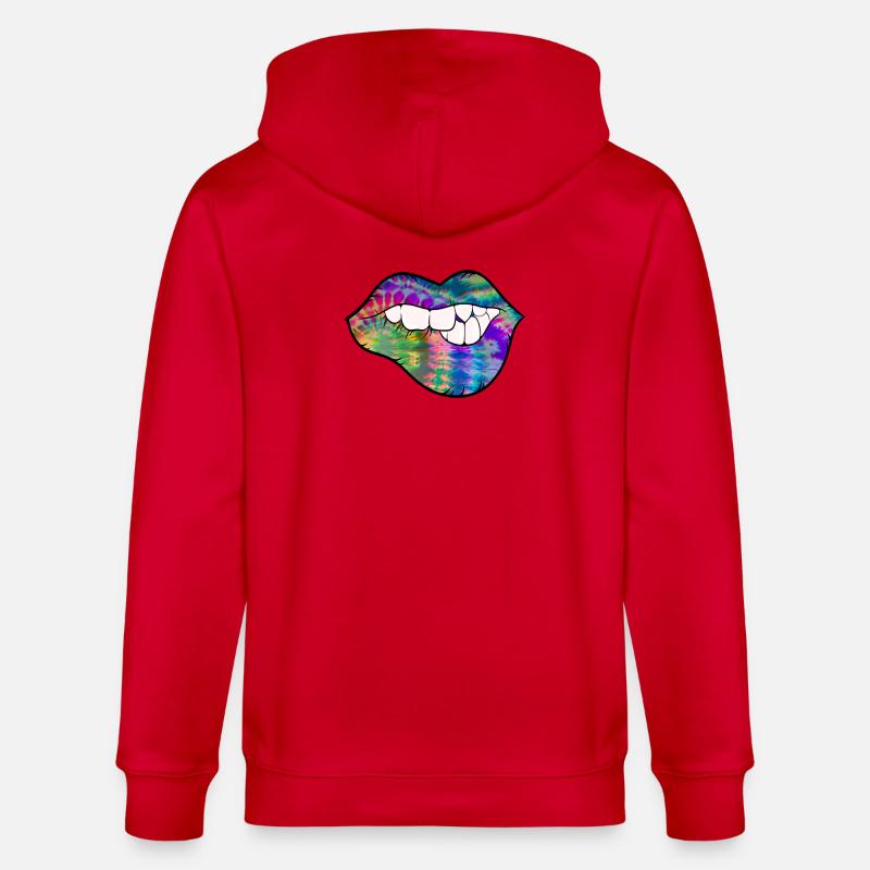 groovy Tie Dye Beißlippe - Stanley/Stella Unisex Bio-Kapuzenjacke CULTIVATOR - Rot
