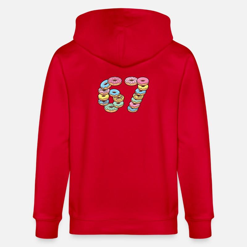 Pastel Donut Stack 67 Muster - Stanley/Stella Unisex Bio-Kapuzenjacke CULTIVATOR  - Rot