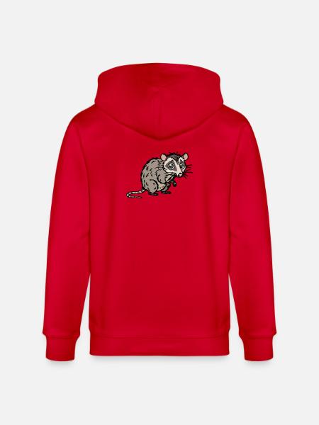 Cute, hand-drawn possum design - Stanley/Stella CULTIVATOR  Unisex Organic Hooded Jacket - red