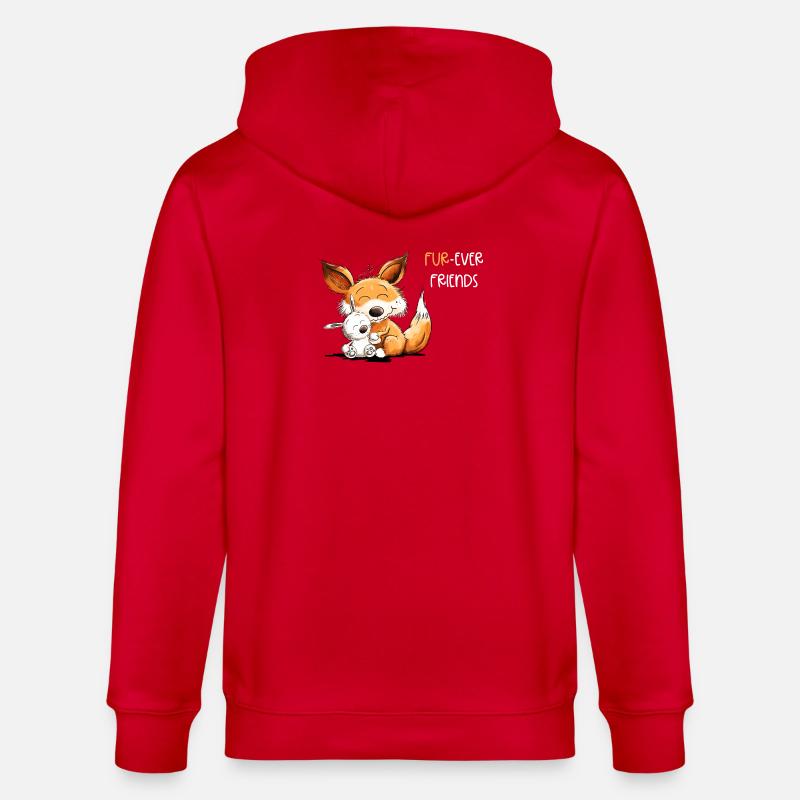 Fuchs Mit Hase Freundschaft Spruch - Stanley/Stella Unisex Bio-Kapuzenjacke CULTIVATOR  - Rot