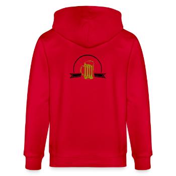 Grüner Neon Bierkrug Outline - Stanley/Stella Unisex Bio-Kapuzenjacke CULTIVATOR  - Rot - Hinten - Anna (173cm)