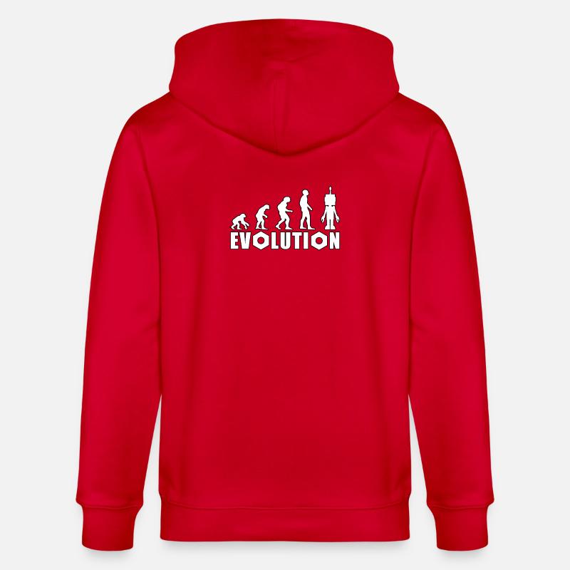 Evolution mit Roboterfigur Design - Stanley/Stella Unisex Bio-Kapuzenjacke CULTIVATOR  - Rot
