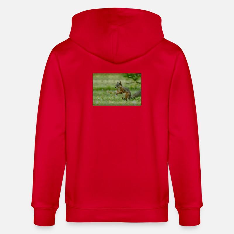 Eichhörnchen Wald Muster - Stanley/Stella Unisex Bio-Kapuzenjacke CULTIVATOR  - Rot