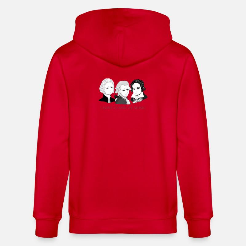 Bach - Mozart - Beethoven en chibi - Veste à capuche bio CULTIVATOR Stanley/Stella Unisexe - rouge