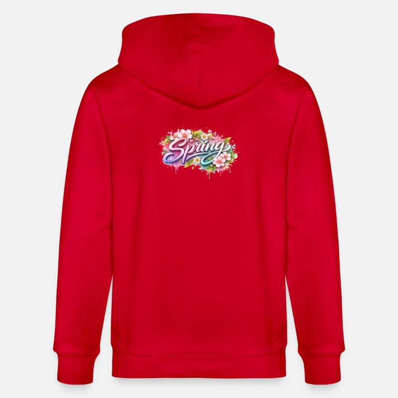 Lettrage printanier avec fleurs Description - Veste à capuche bio CULTIVATOR Stanley/Stella Unisexe - rouge