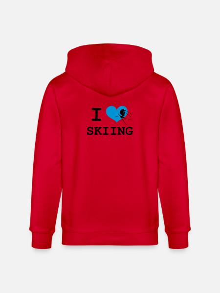 I Love Skiing - Stanley/Stella CULTIVATOR Unisex Organic Hooded Jacket - red