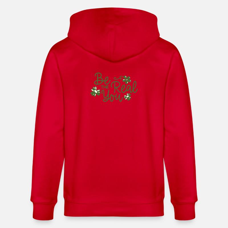 Sei der echte Du Blumenschrift - Stanley/Stella Unisex Bio-Kapuzenjacke CULTIVATOR  - Rot