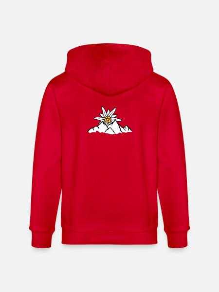 Sun mountain flower Edelweiss - Stanley/Stella CULTIVATOR Unisex Organic Hooded Jacket - red