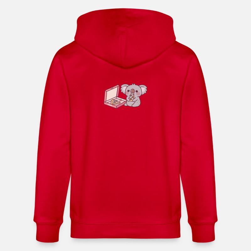 Mignon Koala Ours Mangeant Pizza - Veste à capuche bio CULTIVATOR Stanley/Stella Unisexe - rouge