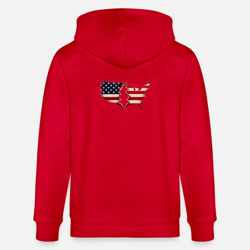 Drapeau américain de Broken Heart - Veste à capuche bio CULTIVATOR Stanley/Stella Unisexe - rouge
