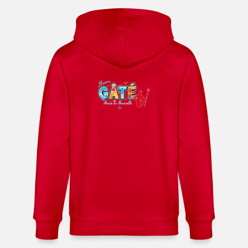 Mon Gâté Expression Marseillaise Poséidon Provence - Veste à capuche bio CULTIVATOR Stanley/Stella Unisexe - rouge