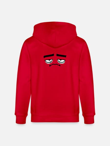Grumpy sad disappointed face funny - Stanley/Stella CULTIVATOR Unisex Organic Hooded Jacket - red