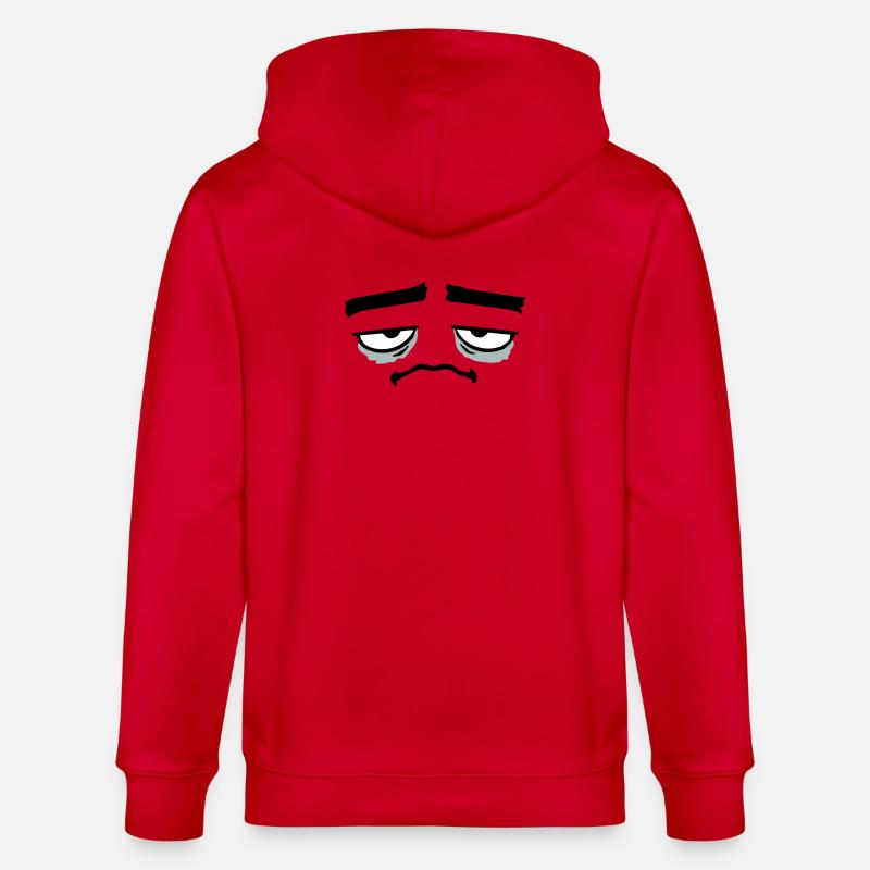 Grumpy sad disappointed face funny - Stanley/Stella CULTIVATOR  Unisex Organic Hooded Jacket - red