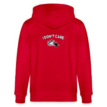 Katzen Spruch es ist mir egal - Stanley/Stella Unisex Bio-Kapuzenjacke CULTIVATOR  - Rot - Hinten - Anna (173cm)