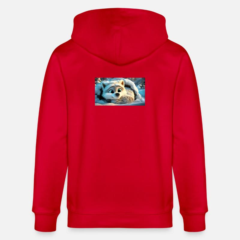 Flauschiger Polarfuchs im Schnee - Stanley/Stella Unisex Bio-Kapuzenjacke CULTIVATOR - Rot